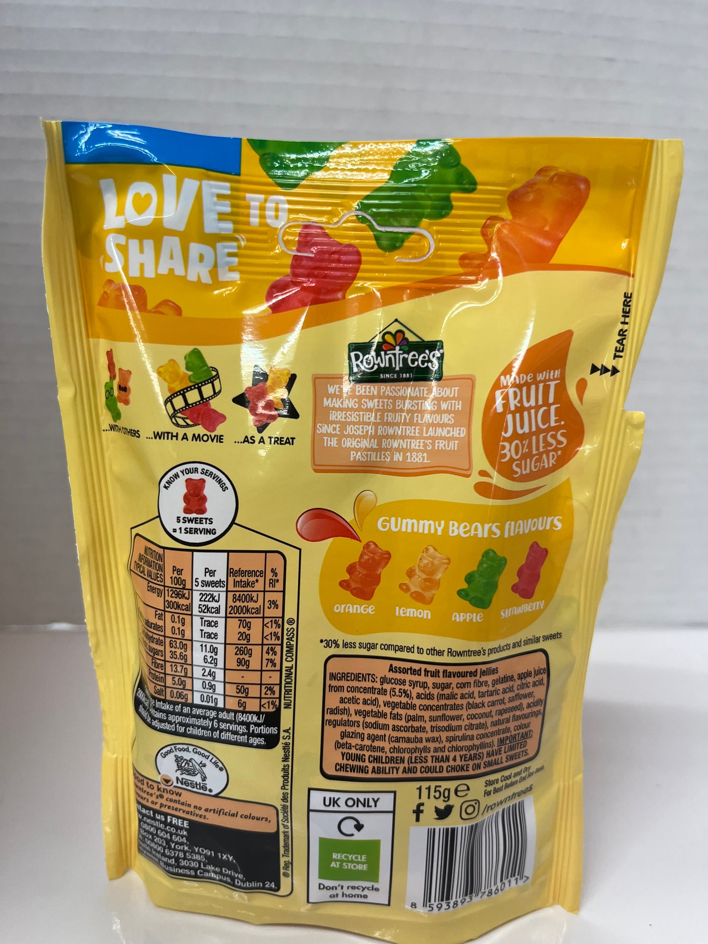 ROWNTREES GUMMY BEARS 115G