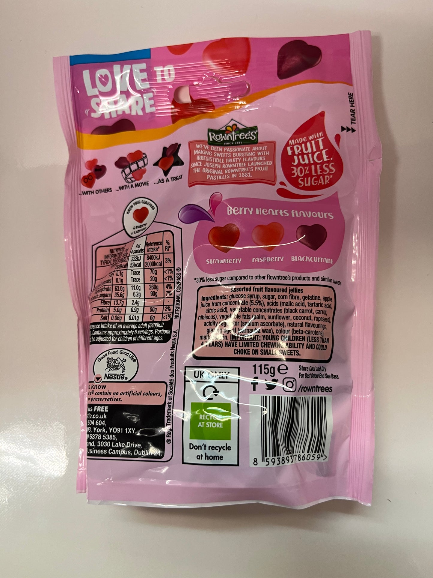ROWNTREES BERRY HEARTS