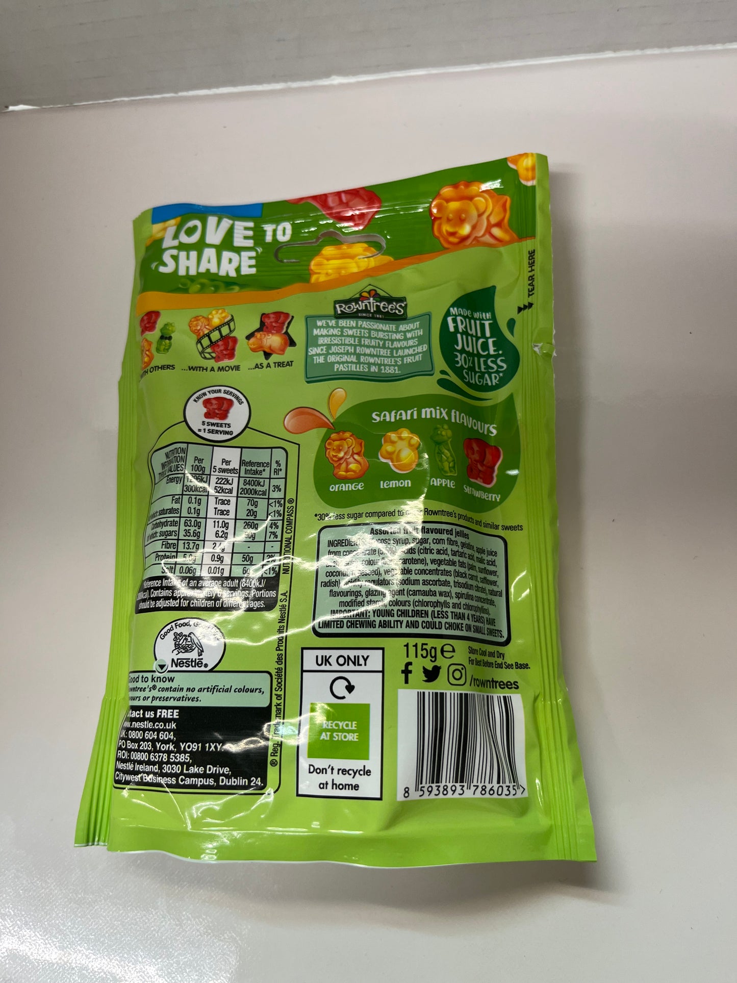 ROWNTREES SAFARI MIX 115G