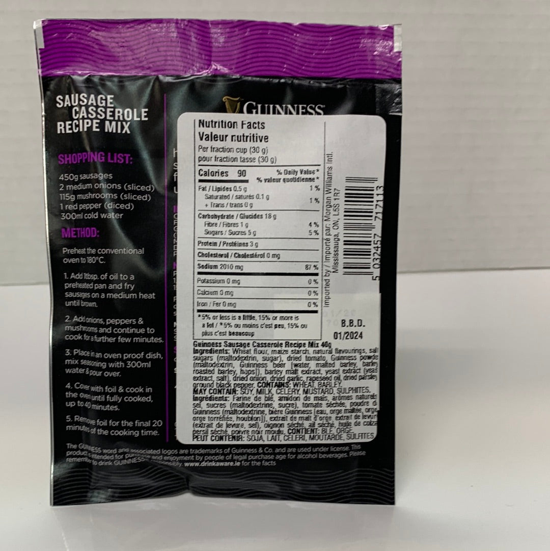 Guinness Sausage Casserole Mix