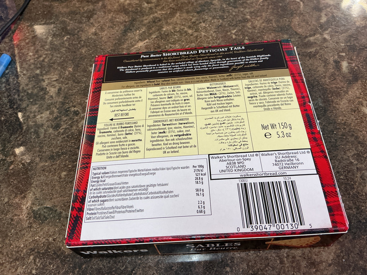 WALKERS SHORTBREAD PETTICOAT TAILS 150G