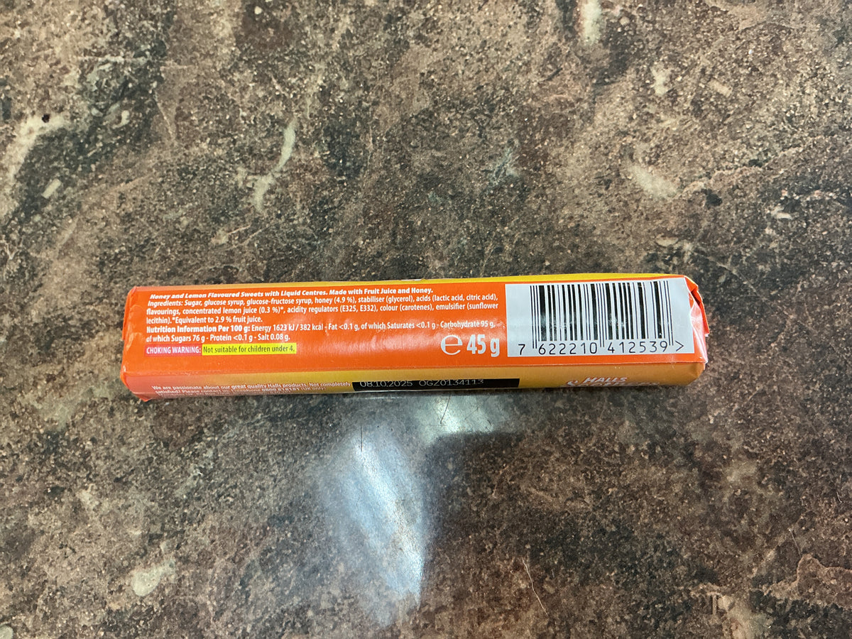 HALLS SOOTHERS HONEY & LEMON 45G
