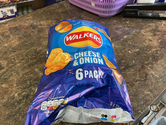 WALKERS CHEESE ONION 6 PK