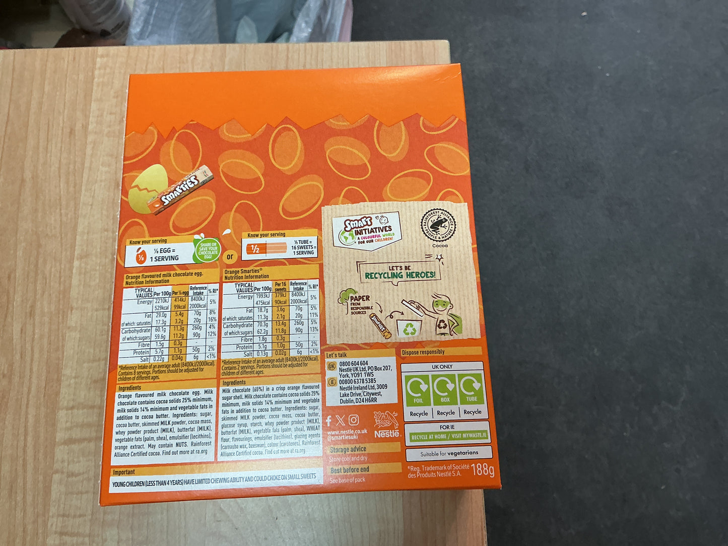 NESTLE ORANGE SMARTIES EGG 188G