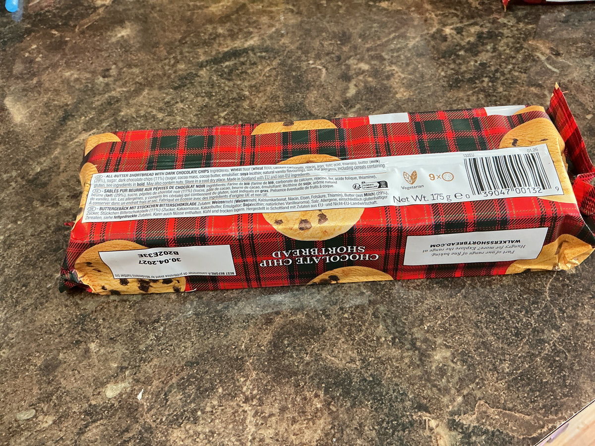 WALKERS CHOCOLATE CHIP SHORTBREAD 175G
