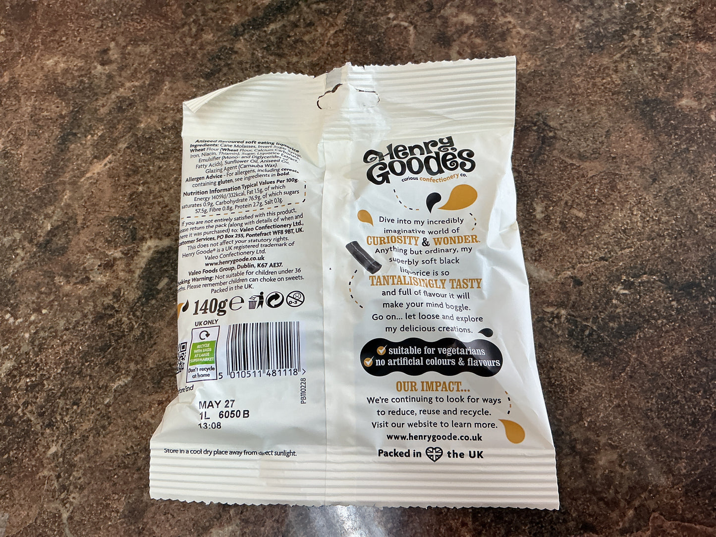 HENRY GOODES BLACK LIQUORICE 140G