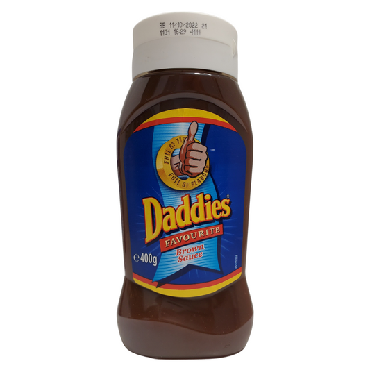 Daddies Favourite Sauce is the strong brown sauce. Daddies is a popular brown sauce in the UK and Ireland and dates back to 1904! Frequently enjoyed on a big breakfast, bacon sandwich, steak and eggs or fish and chips! Bottle Size - 400g