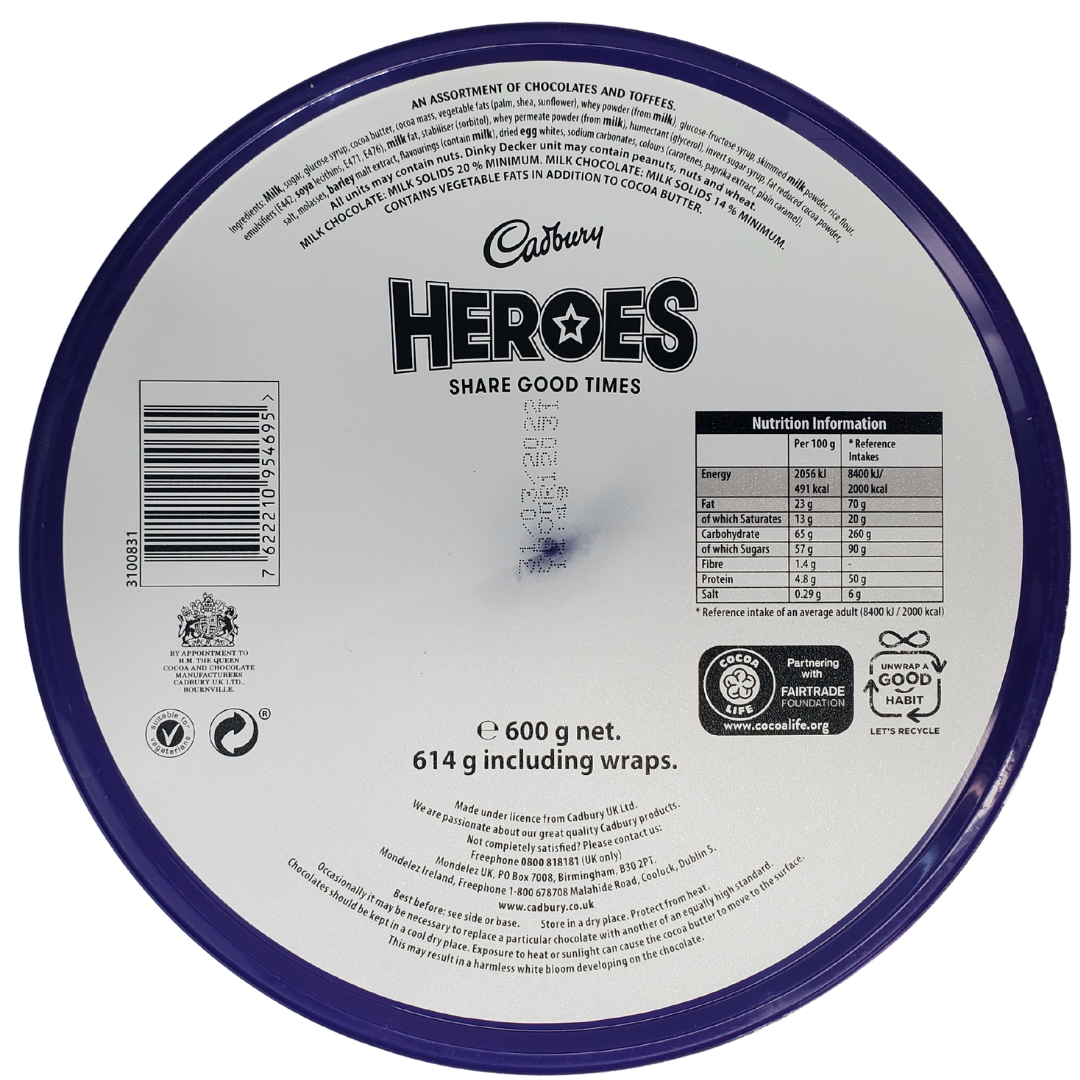 Heroes Chocolate 550G Tub
