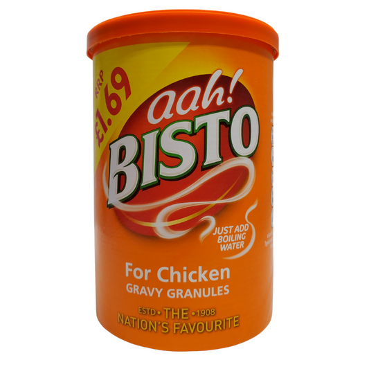 Bistro chicken sauce granules. UK's favourite gravies. To make: Add four heaping teaspoons of Bistro granules into a measuring jug. Add 280mL of boiling water to the granules. Stir until homogenous and smooth.