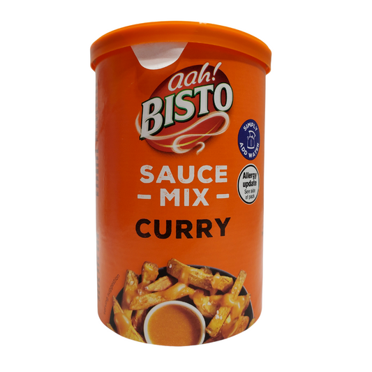 Bistro curry sauce granules. UK's favourite gravies. Preparation instruction: Combine four heaping teaspoons of Bistro granules with 280mL of boiling water. Stir until granules dissappear and mixture turns homogenous and smooth.