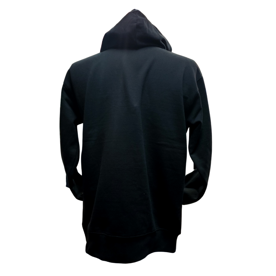 Back View - Show off your English pride with this England Hoodie. Features the England flag with the text "ENGLAND" below the flag. Made with a blend of 75% cotton and 25% po