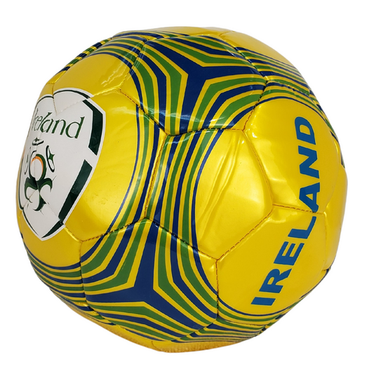 This size 5 Official Ireland National Football Club football is perfect for any football fan who loves to kick about in the summer. This football has a wrap-around navy blue and shamrock green design that features the official Ireland National crest and the text "IRELAND." This is the perfect gift for the young Ireland football fan!