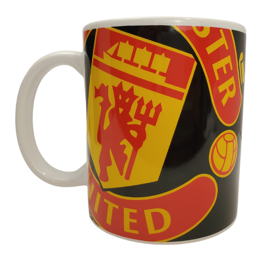 Manchester United mug. Vibrant mug with Manchester United club crest and logo. Ideal as a gift for any Manchester United supporters, and for serving hot drinks. Great gift for Manchester United fans 100% Ceramic Licensed Manchester United product