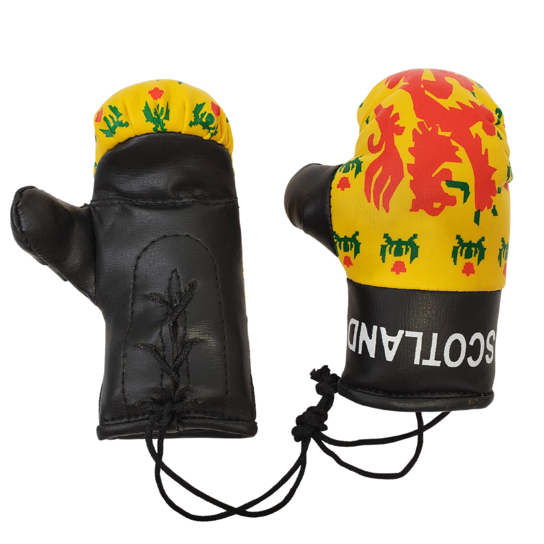 Add some Scottish pride to your ride! These adorable mini boxing gloves are perfect for your rearview mirror. Approximately 4 inches x 2 inches.