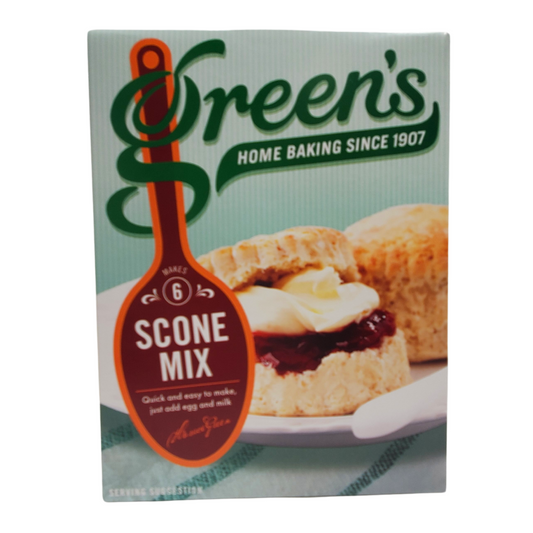 This package of Green's scone mix makes 6 scones!! This recipe is quick and easy to make! All you need is one egg, 70 mL of semi-skimmed milk, and flour for dusting!!