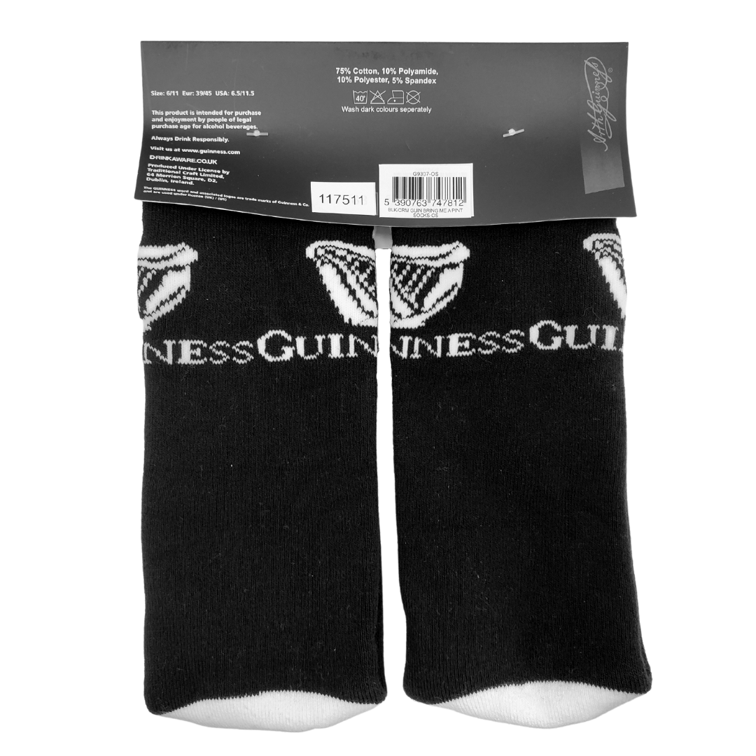 Looking to get a fun gift for the beer-lover in your life? Grab these Guinness Official Merchandise socks! These socks are both comfortable and made to last. More importantly, these socks are fun and a real conversation starter. So whether you are looking for a fun Irish gift or to spoil yourself with a pair of premium socks why not pick up a pair today! Guinness Official Merchandise 75% Cotton "If you can read this bring me a pint" Unisex