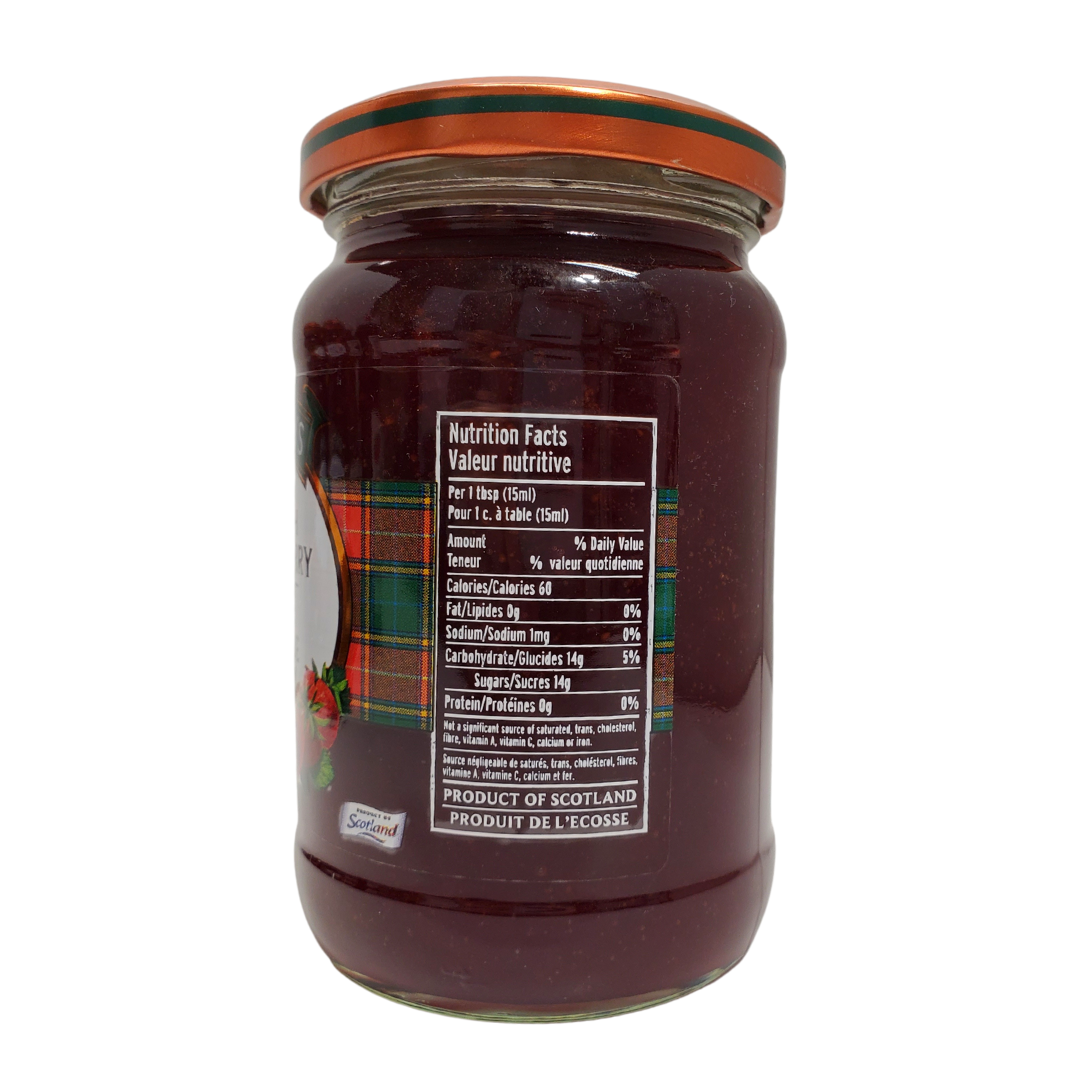 Mackays scottish strawberry jam. Size: 250mL.