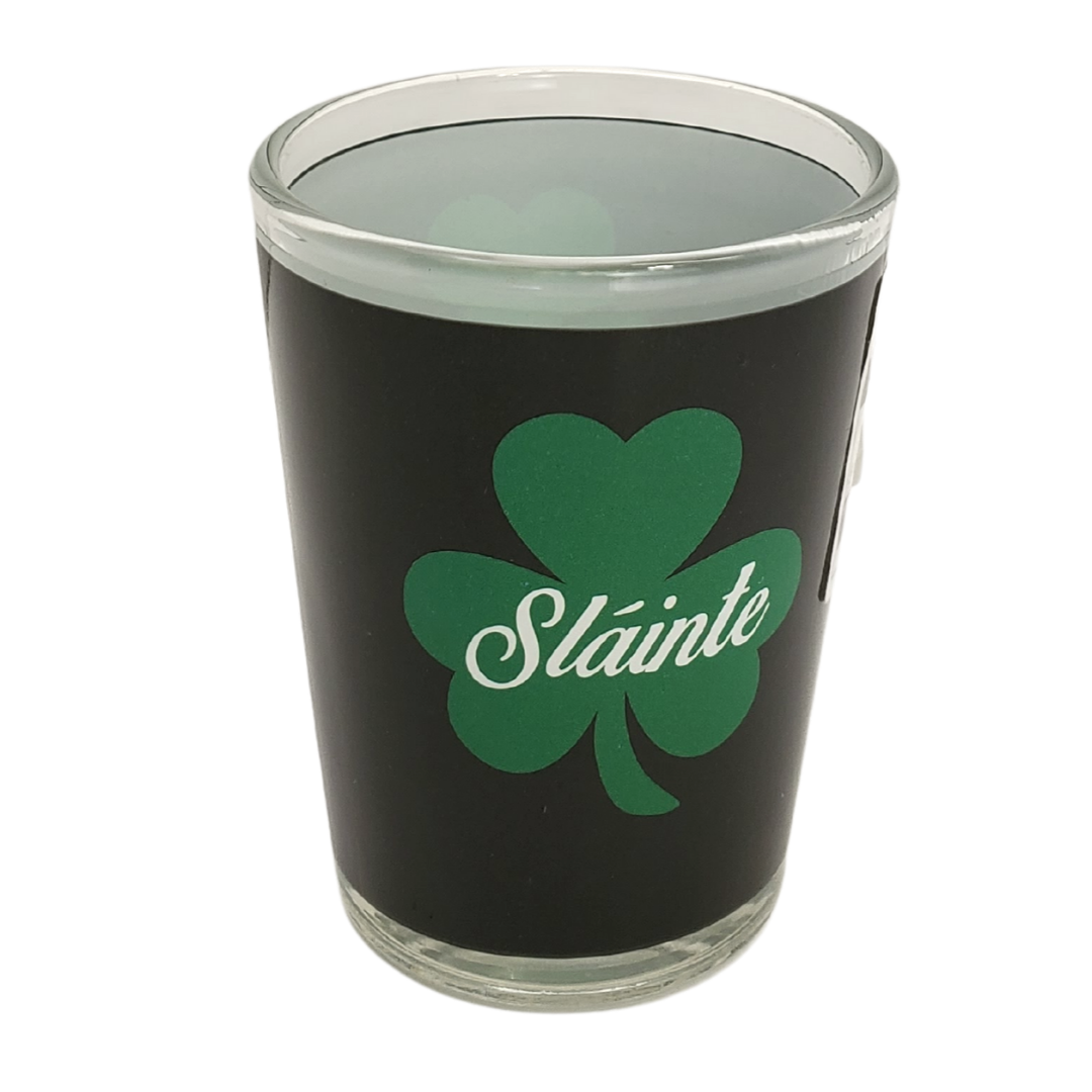 Drink with the luck of the Irish with this 1oz clover shot glass. Slainte is a popular Irish greeting that wishes good health and it is also widely used as a drinking toast. Perfect shot glass for St. Patrick's day!