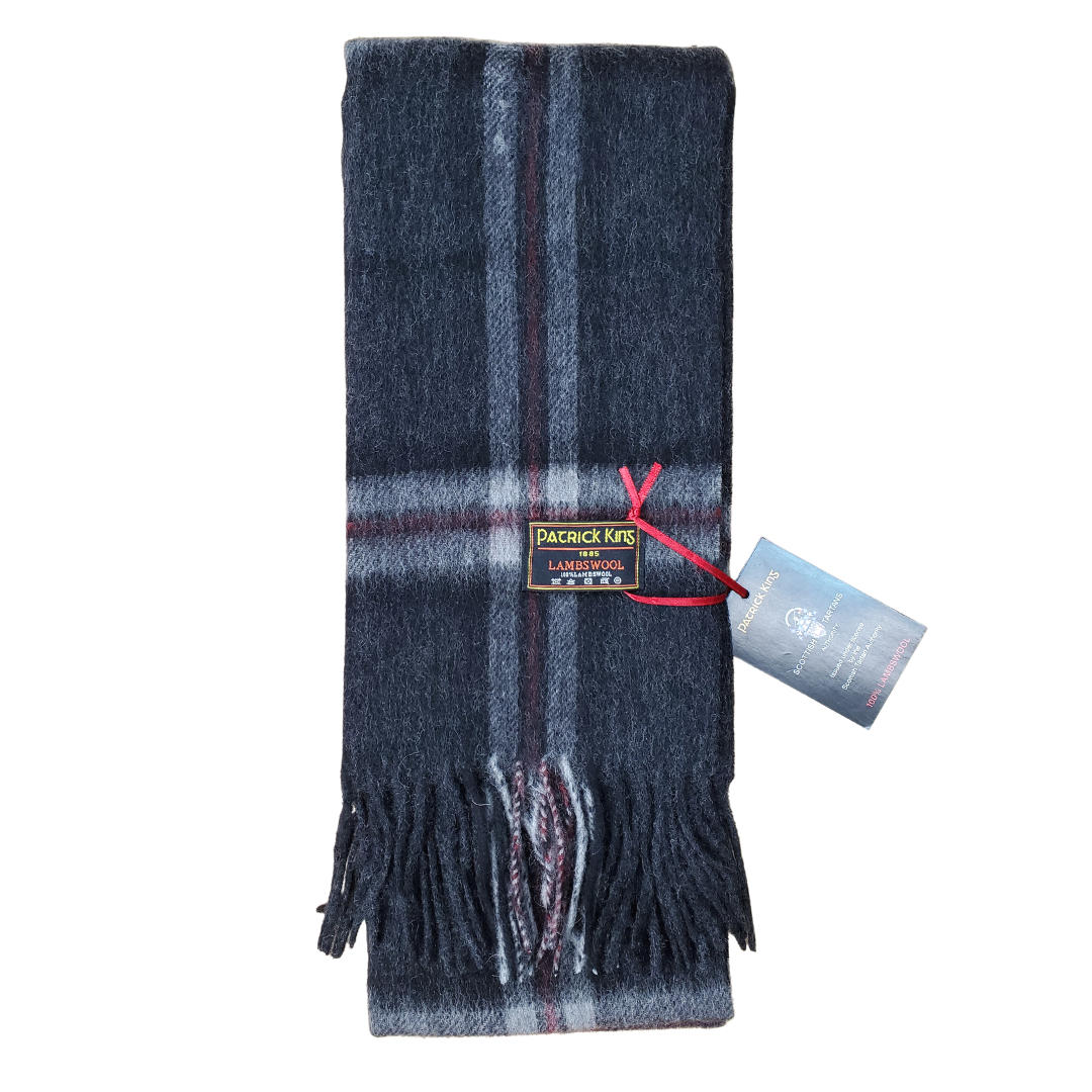 Thompson Charcoal Tartan Lambswool Scarf