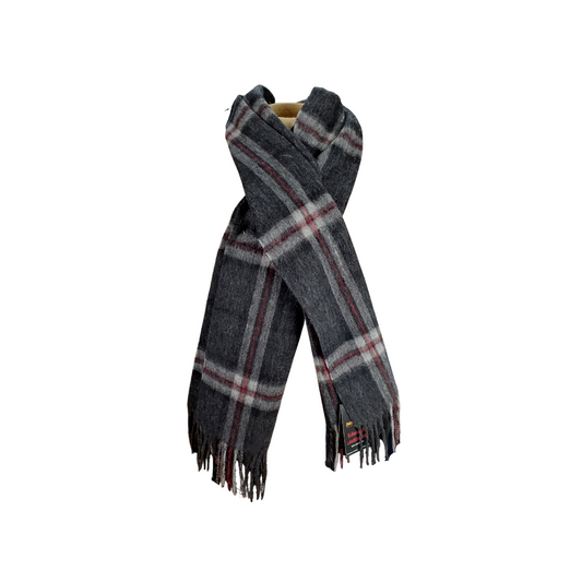 Thompson Charcoal Tartan Lambswool Scarf