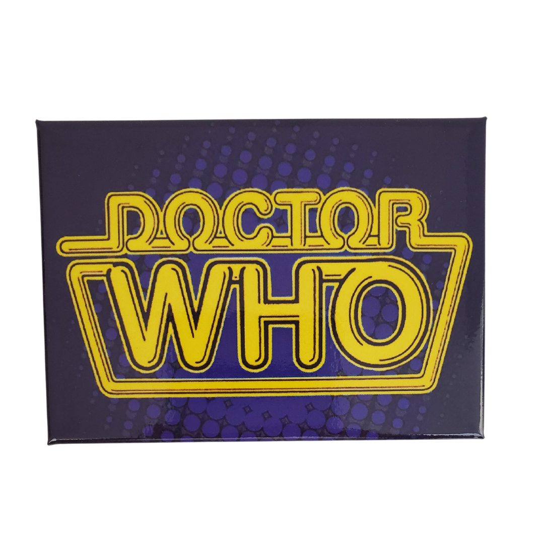 Magnet - Enjoy your morning coffee or tea with this Dr. Who drinking mug. White ceramic mug with a vibrant blue and yellow. Standard-sized coffee mug. You can get a matching magnet for only $2.99 with the purchase of a mug!