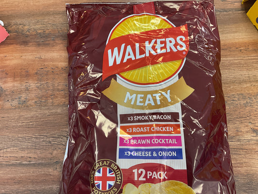 Walkers Meaty Crisps Variety 12 Pack