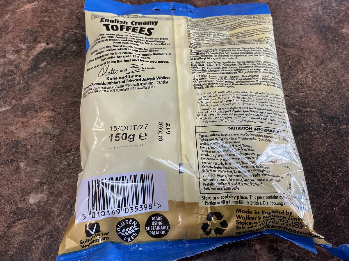 WALKERS ENGLISH CREAMY TOFFEES 150G