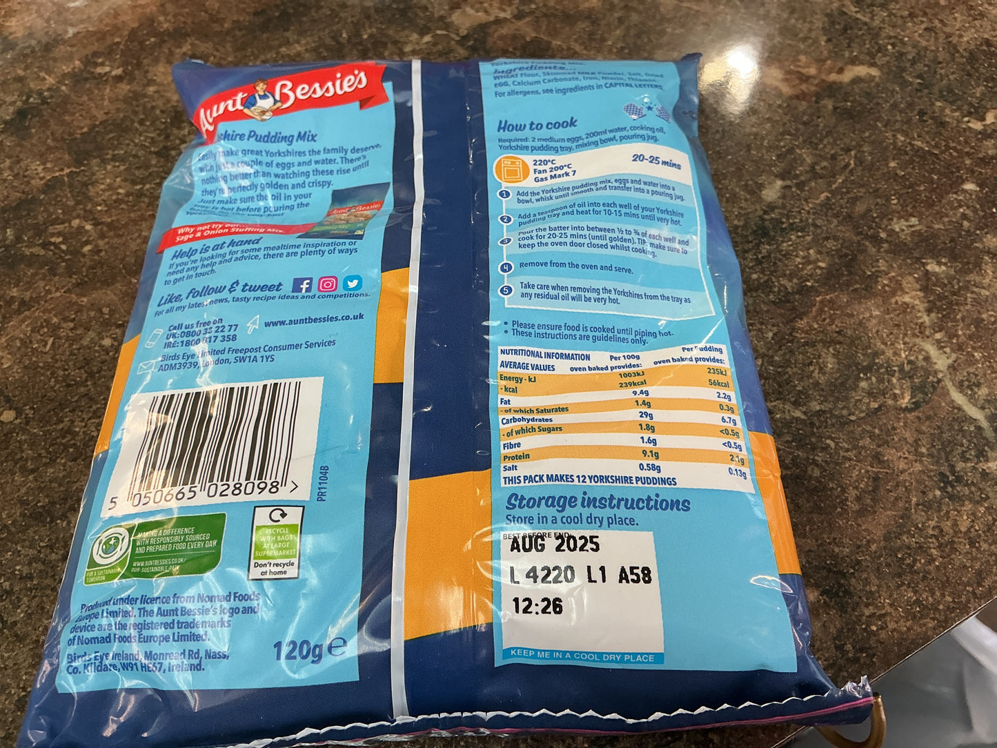 AUNT BESSIES YORKSHIRE PUDDING MIX