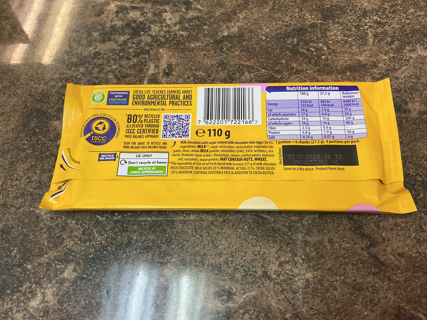 Cadbury mini eggs bar 110g
