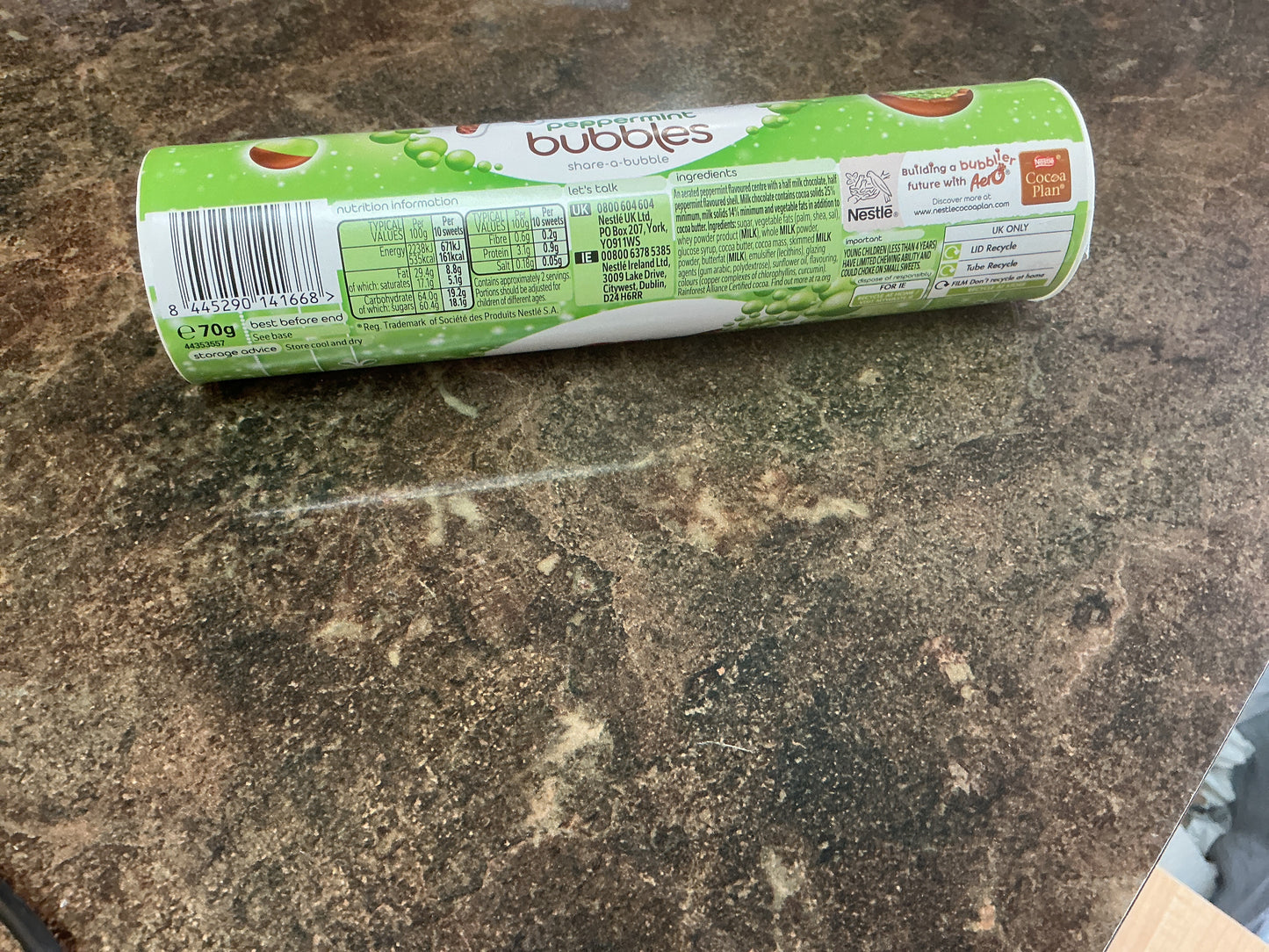 NESTLE AERO BUBBLES TUBE 70G