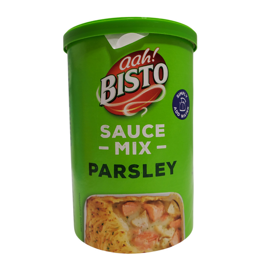 Bistro parsley sauce mix. UK's favourite gravies. To make: Add four heaping teaspoons of Bistro granules into a measuring jug. Add 280mL of boiling water to the granules. Stir until homogenous and smooth.
