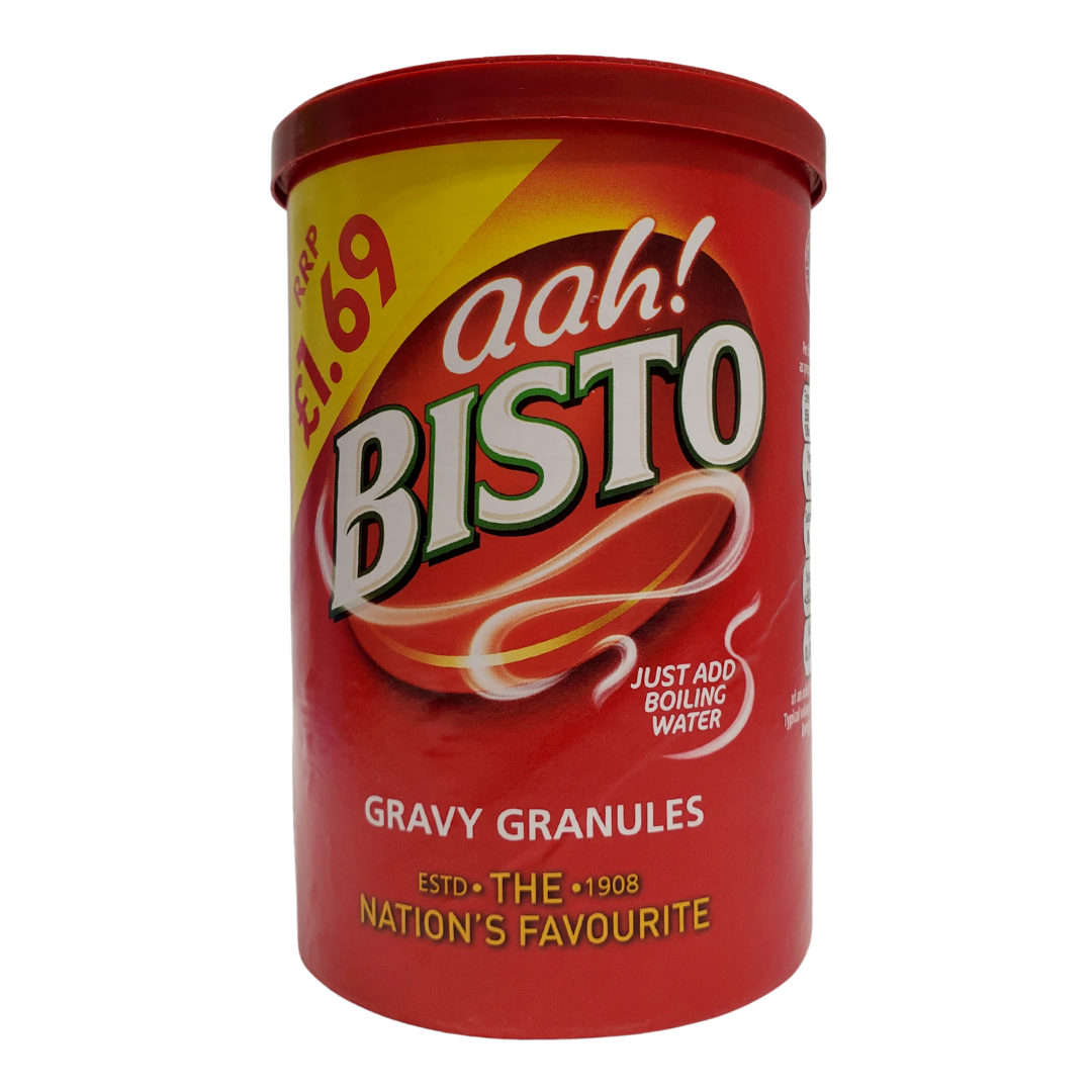 Bistro gravy granules. UK's favourite gravies. To make: Add four heaping teaspoons of Bistro granules into a measuring jug. Add 280mL of boiling water to the granules. Stir until homogenous and smooth.