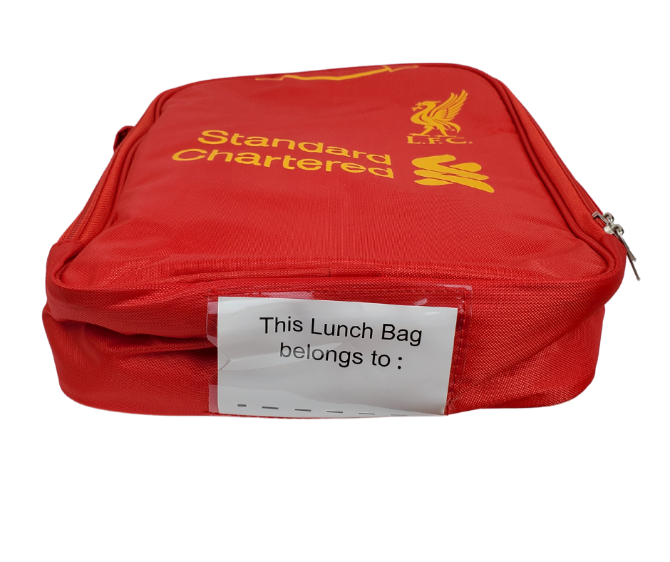 This is the perfect lunchbox for the young L.F.C. fan! There is a slip with a label where you can put your name on the lunchbox so you never have to guess if you're grabbing your own lunch!