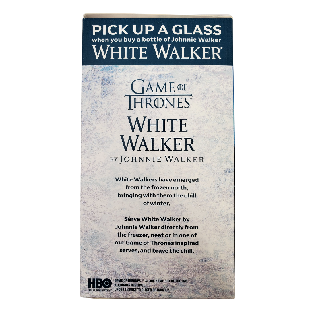 Johnnie Walker teamed up with Game of Thrones to bring you this limited edition Highball glass, created by their team of expert blenders. White Walkers emerged from the frozen north, bringing with them the chill of winter. Enjoy White Walker by Johnnie Walker driectly from the freezer, neat in this limited edition 13oz Highball glass. 
