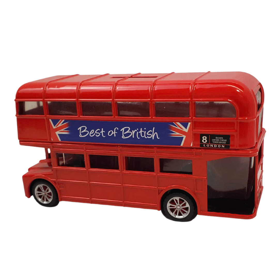 Save up your change in this iconic double-decker coin bank. Save up you coins while adding a classic touch of London into your home! Get the motivation you need to start saving up for your next vacation to the U.K.