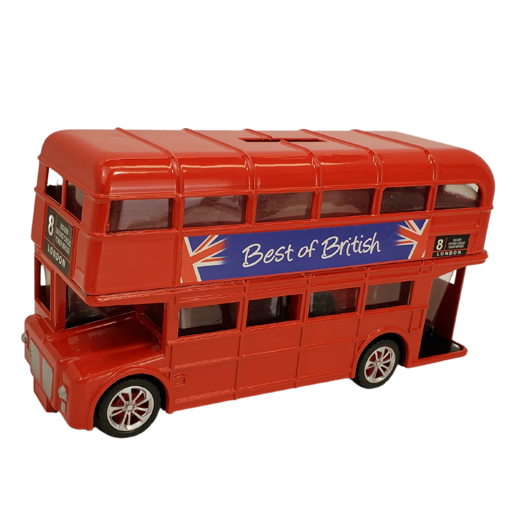 Save up your change in this iconic double-decker coin bank. Save up you coins while adding a classic touch of London into your home! Get the motivation you need to start saving up for your next vacation to the U.K.