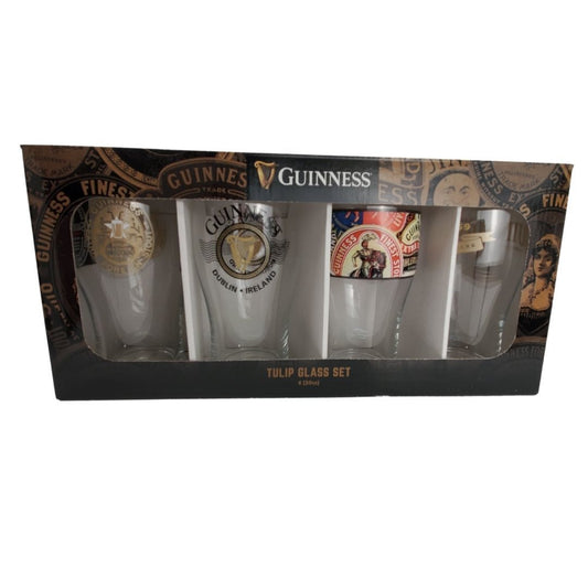 Official Guinness Tulip Glass Set- Set of 4 Glasses