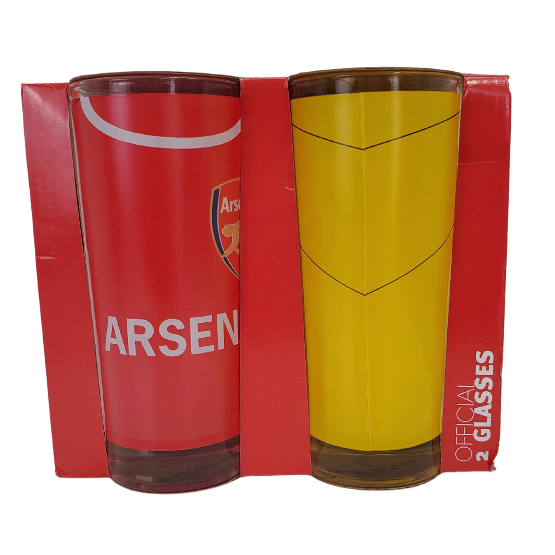 This set of Official Arsenal high ball glasses are perfect for celebrating your teams' victories! Each glass is approximately 15cm tall. Both Glasses feature the official Arsenal crest on the front of the glass and have the text "ARSENAL" below the crest. This is the perfect gift for the Arsenal fan in your life!