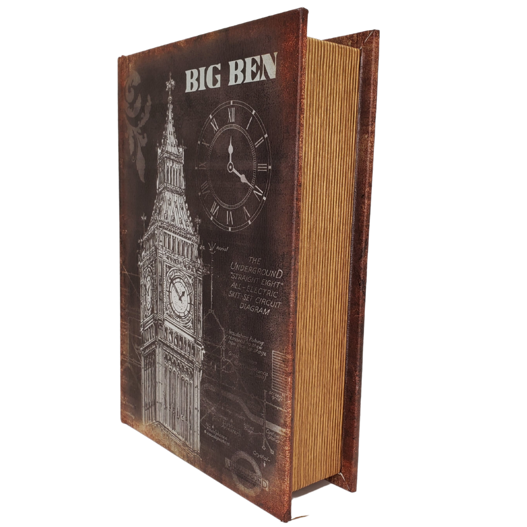 Large Hollow Big Ben Book - Look no further to display a classy book on your coffee table, office desk, or anywhere that will add a spark into the room!. Each book is approximately 12.7x3x9.1inches in size. This versatile hollow book can be used for decor and storage! Makes for the perfect gift for any occasion. 