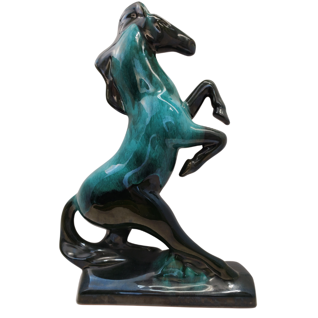 Blue Mountain Horse Statue 14.5" tall. Amazing rearing horse figure circa 1950-60. This gorgeous piece is in excellent condition with no cracks, chips, or scratches.