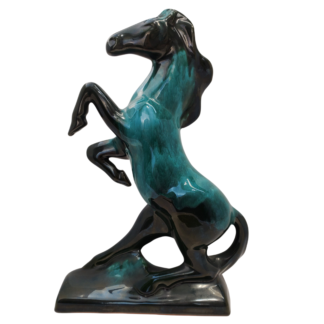 Blue Mountain Horse Statue 14.5" tall. Amazing rearing horse figure circa 1950-60. This gorgeous piece is in excellent condition with no cracks, chips, or scratches.