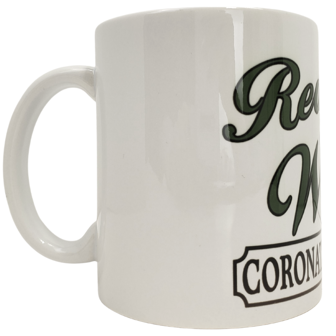 Enjoy your morning brew in our coronation street themed coffee mug. This is the perfect gift for the Coronation Street lover in your life! Features the text "REAL MEN WATCH CORONATION STREET." Standard-sized coffee mug.
