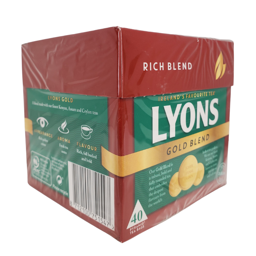 Lyons uses only the best quality tea leaves and remains a firm favourite in the UK.  Comes with 40 rich and decadent tea bags. 