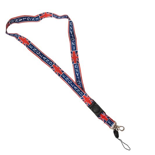 Show off your English heritage all while keeping your keys secured! Never lose your keys again with this stylish England keychain lanyard. It showcases the beautiful national flag and the text "England." Comes with a metal clip as well as a fabric loop to secure an ID badge.