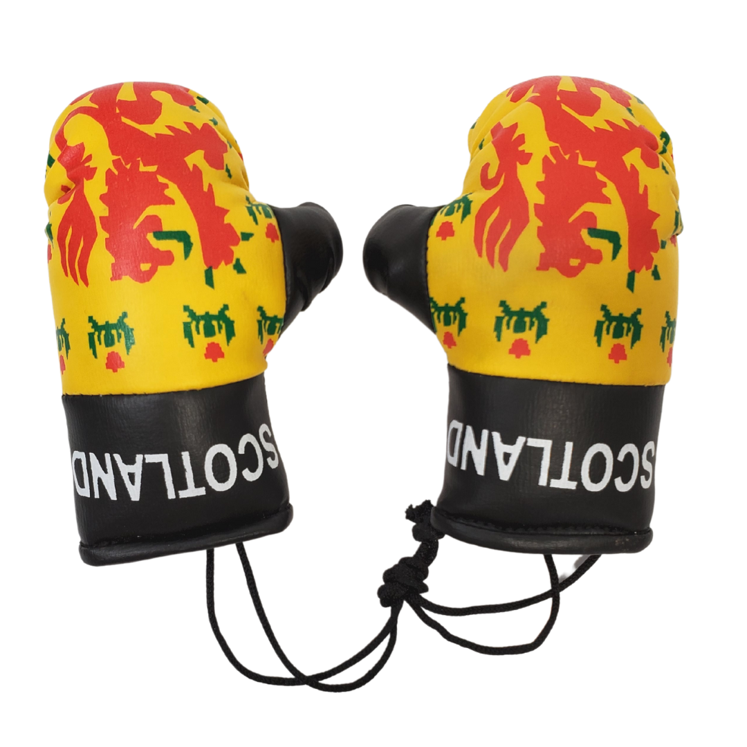 Add some Scottish pride to your ride! These adorable mini boxing gloves are perfect for your rearview mirror. Approximately 4 inches x 2 inches.
