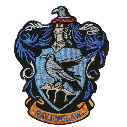 Intelligence, knowledge, curiosity, creativity, and wit are what a Ravenclaw brings to the table. Add a little magic to your wardrobe with this Ravenclaw iron-on patch! This patch features the Ravenclaw house colours (blue and bronze), and the eagle mascot. 