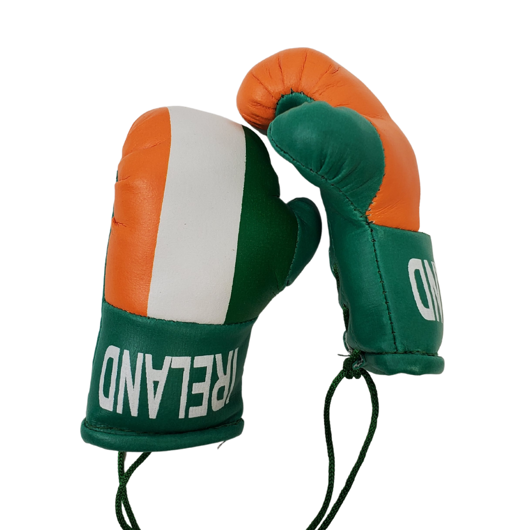Add some Irish pride to your ride! These adorable mini boxing gloves are perfect for your rearview mirror. Approximately 4 inches x 2 inches.