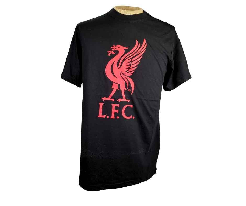 Whether you're cheering from the stands or from your couch this L.F.C. Tee is perfect! The Liverpool tee means your team spirit will be on display no matter where you go. This gorgeous red and black contrast is great to show off team spirit. This tee features the L.F.C. logo in the center. 