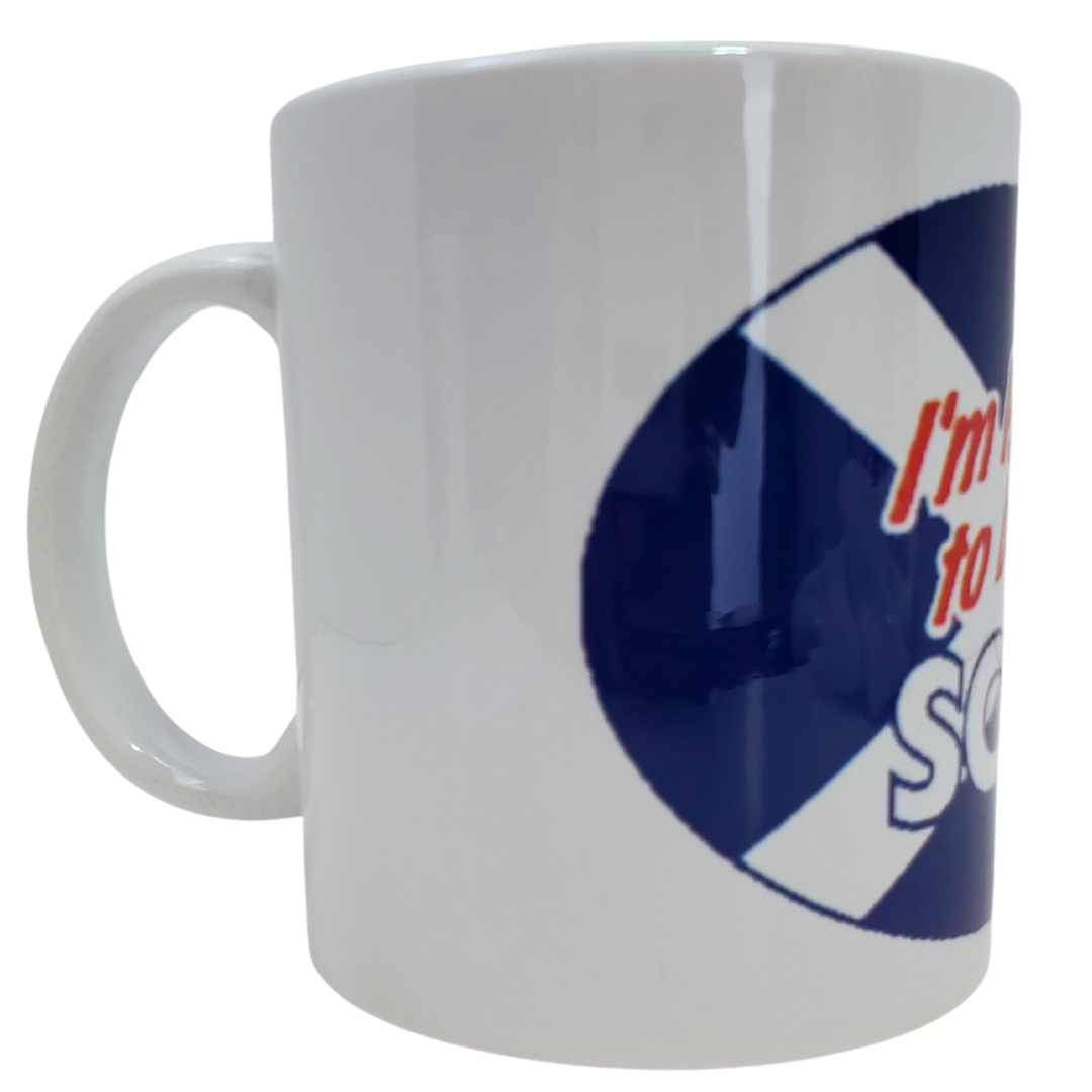 Show off your Scottish pride with your new coffee mug! This mug features the Scottish flag with the text "I'M PROUD TO BE A SCOT" Standard sized coffee mug.