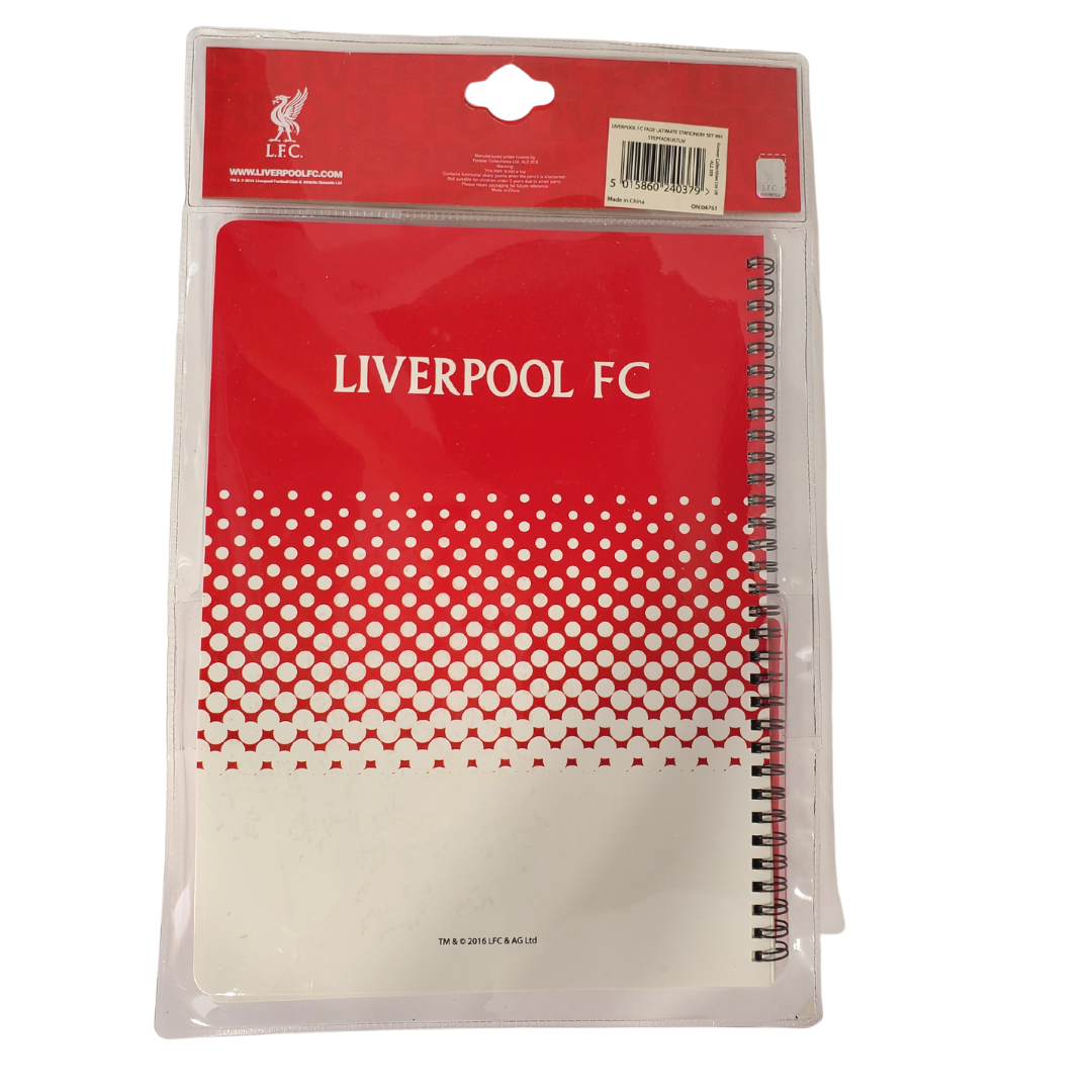 This is perfect for the young Liverpool fan!!!  This kit has small pieces is not recommended for children 3 years old and younger.   Kit includes  two pencils, twelve coloured pencils, one ruler, one pencil case, one eraser, one pencil sharpener, and one notebook.